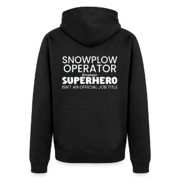 Snowplow Operator Superhero Schneepflugfahrer - Unisex Premium Bio Zip Hoodie - Schwarz - Hinten - Nico (187cm)