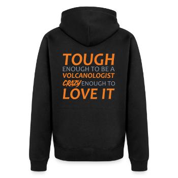 Volcanologist crazy Volcanology - Unisex Premium Organic Zip Hoodie - black - Back - Nico (187cm)