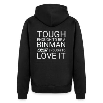 Binman Crazy - Unisex Premium Bio Zip Hoodie - Schwarz - Hinten - Nico (187cm)
