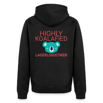 Warehouse logistics company Koalafied - Unisex Premium Organic Zip Hoodie - black - Back - Nico (187cm)