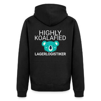 Lagerlogistiker Koalafied - Unisex Premium Bio Zip Hoodie - Schwarz - Hinten - Nico (187cm)