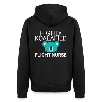 Flight Nurse Koalafied Luftrettung - Unisex Premium Bio Zip Hoodie - Schwarz - Hinten - Nico (187cm)