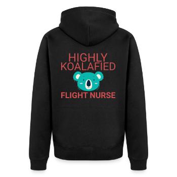 Flight Nurse Koalafied Luftrettung - Unisex Premium Bio Zip Hoodie - Schwarz - Hinten - Nico (187cm)