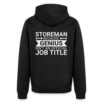 Storeman Genius - Unisex Premium Bio Zip Hoodie - Schwarz - Hinten - Nico (187cm)
