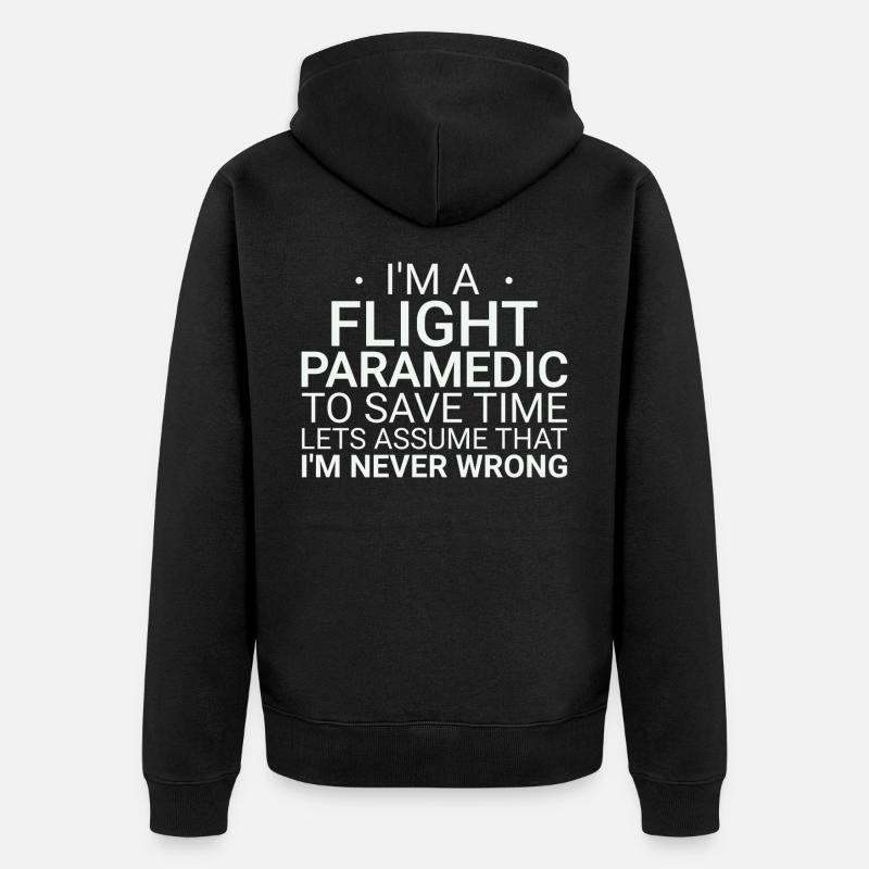Flight Paramedic Never Wrong Luftrettung - Unisex Premium Bio Zip Hoodie - Schwarz