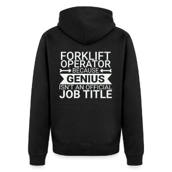 Forklift Operator Genius Forklift Driver - Unisex Premium Bio Zip Hoodie - Schwarz - Hinten - Nico (187cm)