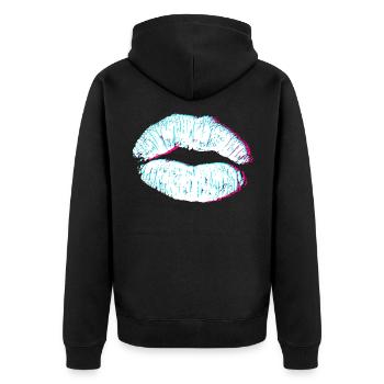 Lips 3D Kiss - Unisex Premium Organic Zip Hoodie - black - Back - Nico (187cm)