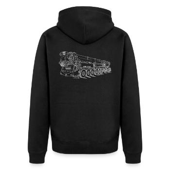 LTM 1750/9.1 Hell - Unisex Premium Bio Zip Hoodie - Schwarz - Hinten - Nico (187cm)