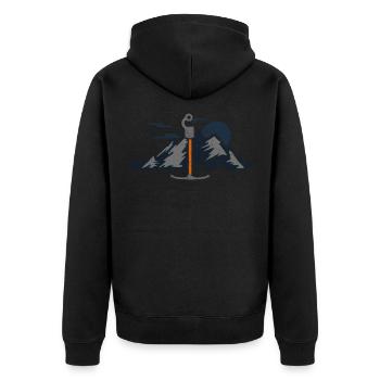 Ski Lift Design mit Bergen - Unisex Premium Bio Zip Hoodie - Schwarz - Hinten - Nico (187cm)