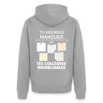 Collègue Départ collègue humour entreprise - Veste à capuche bio Premium Unisexe - gris chiné - Dos - Nico (187cm)