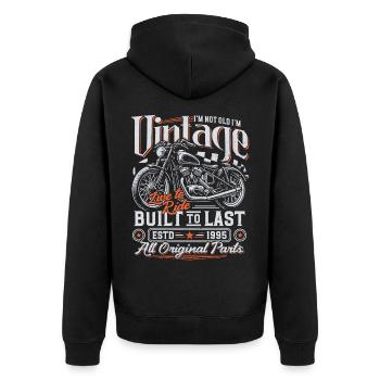 1995 Vintage Born Motorcycle Birthday Gift - Unisex Premium Organic Zip Hoodie - black - Back - Nico (187cm)