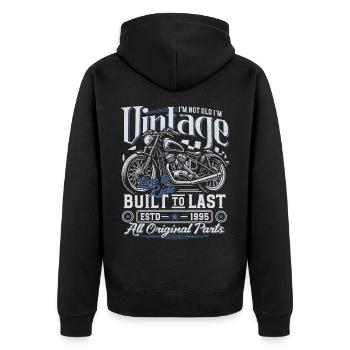 1995 Vintage Born Motorcycle Birthday Gift - Unisex Premium Organic Zip Hoodie - black - Back - Nico (187cm)