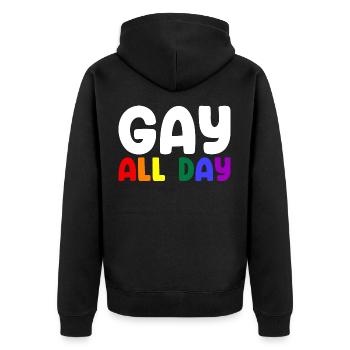 Gay toute la journée - Veste à capuche bio Premium Unisexe - noir - Dos - Nico (187cm)