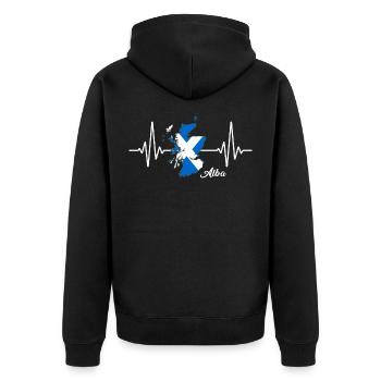 Scotland Heartbeat EKG Design Highlands Alba - Unisex Premium Organic Zip Hoodie - black - Back - Nico (187cm)