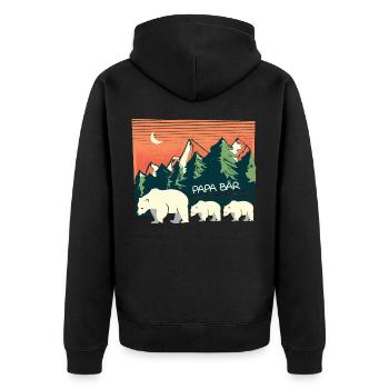 Papa Bär Zwillingspapa Werdender Vater Geschenk - Unisex Premium Bio Zip Hoodie - Schwarz - Hinten - Nico (187cm)