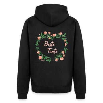 Beste Tante Neffe Nichte - Unisex Premium Bio Zip Hoodie - Schwarz - Hinten - Nico (187cm)