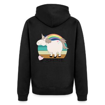 Licorne vintage rétro avec dicton: Shine - Veste à capuche bio Premium Unisexe - noir - Dos - Nico (187cm)