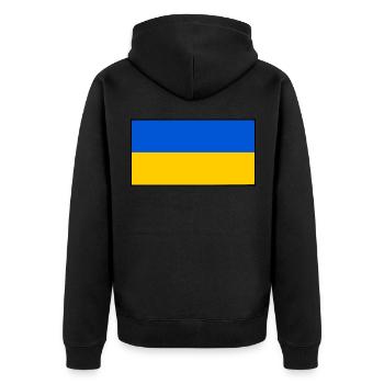Ukraine - Unisex Premium Organic Zip Hoodie - black - Back - Nico (187cm)