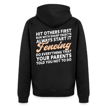 Funny Fencing Saying Fencer - Unisex Premium Bio Zip Hoodie - Schwarz - Hinten - Nico (187cm)