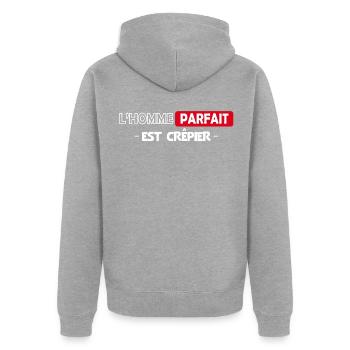 Crêpe - Cuisine - Parfait - Goûter - Drôle - Homme - Veste à capuche bio Premium Unisexe - gris chiné - Dos - Nico (187cm)