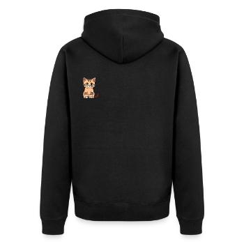Cute Brown Cat - Unisex Premium Bio Zip Hoodie - Schwarz - Hinten - Nico (187cm)