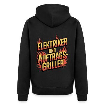 Elektriker und Auftragsgriller Grill BBQ - Unisex Premium Bio Zip Hoodie - Schwarz - Hinten - Nico (187cm)