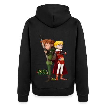 Robin Hood Schlitzohr Von Sherwood Prinz John - Unisex Premium Bio Zip Hoodie - Schwarz - Hinten - Nico (187cm)