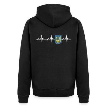 UKRAINE Flagge - Unisex Premium Bio Zip Hoodie - Schwarz - Hinten - Nico (187cm)