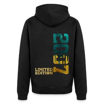 19. GEBURTSTAG LIMITED EDITION 2007 - Unisex Premium Bio Zip Hoodie - Schwarz - Hinten - Nico (187cm)