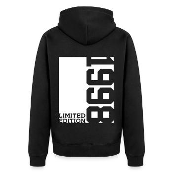 28. GEBURTSTAG LIMITED EDITION 1998 - Unisex Premium Bio Zip Hoodie - Schwarz - Hinten - Nico (187cm)