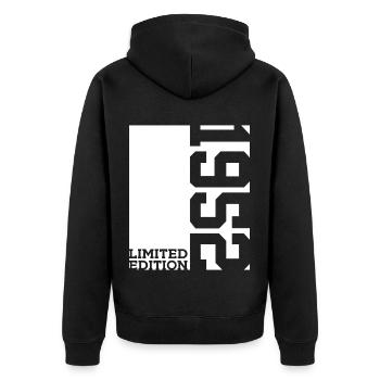 74TH BIRTHDAY LIMITED EDITION 1952 - Unisex Premium Organic Zip Hoodie - black - Back - Nico (187cm)