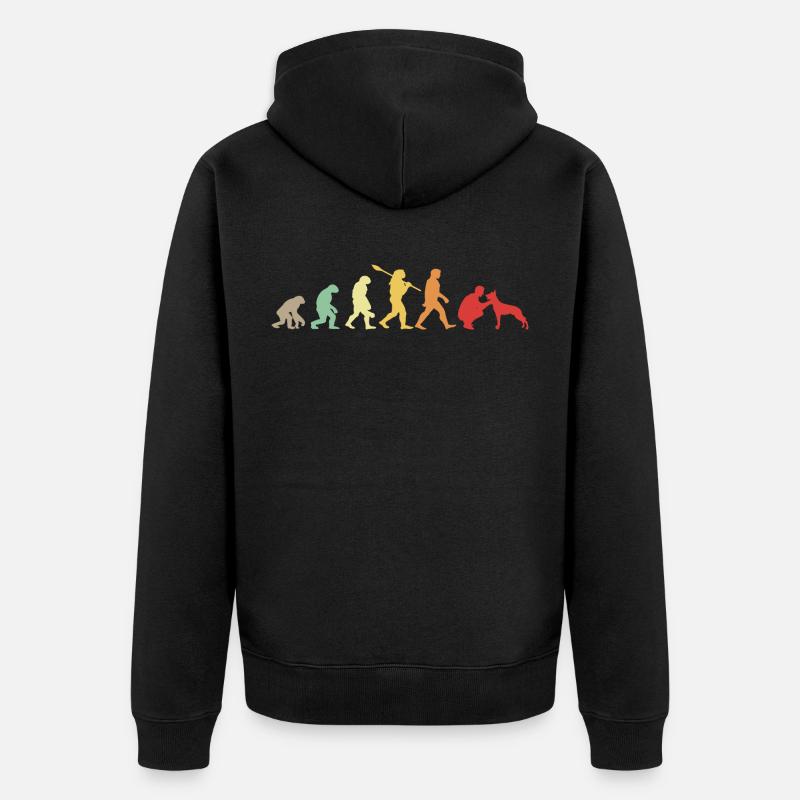 Évolution Drôle Chien de Berger Belge Malinois - Veste à capuche bio Premium Unisexe - noir