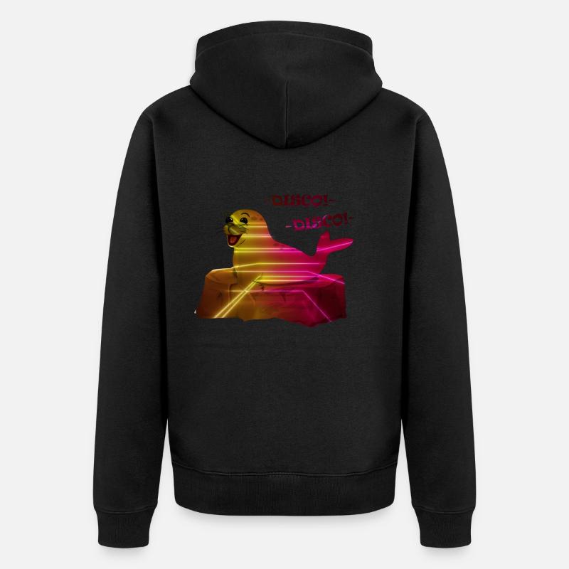 Disco Retro Seal - Veste à capuche bio Premium Unisexe - noir