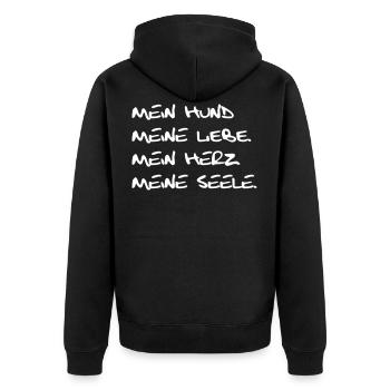 Mein Hund - Unisex Premium Bio Zip Hoodie - Schwarz - Hinten - Nico (187cm)