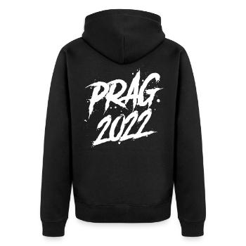 Prag 2022 - Unisex Premium Bio Zip Hoodie - Schwarz - Hinten - Nico (187cm)