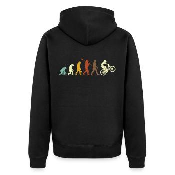 Mountainbike Evolution Vintage Evolution Fahrrad - Unisex Premium Bio Zip Hoodie - Schwarz - Hinten - Nico (187cm)