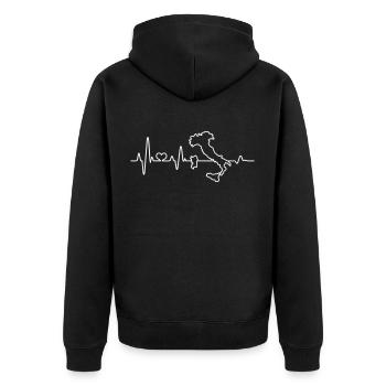 Italy Outline Map Heartbeat Heart Love - Unisex Premium Organic Zip Hoodie - black - Back - Nico (187cm)