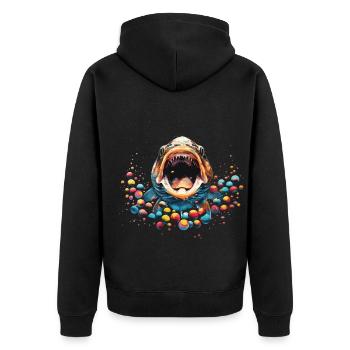 Angling Catch Fish carp fish Karpfen - Unisex Premium Bio Zip Hoodie - Schwarz - Hinten - Nico (187cm)
