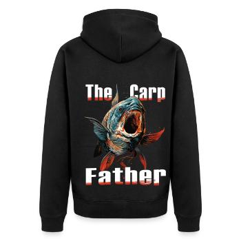 Angling Catch Fish carp fish Karpfen - Unisex Premium Bio Zip Hoodie - Schwarz - Hinten - Nico (187cm)