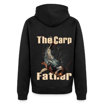 Angling Catch Fish carp fish Karpfen - Unisex Premium Bio Zip Hoodie - Schwarz - Hinten - Nico (187cm)