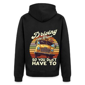 Chaos Transport School Bus Driver - Unisex Premium Organic Zip Hoodie - black - Back - Nico (187cm)