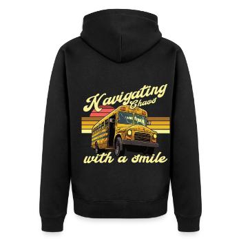 Chaos Transport School Bus Driver - Unisex Premium Organic Zip Hoodie - black - Back - Nico (187cm)
