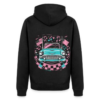 Fifties 1950s Car Music - Unisex Premium Organic Zip Hoodie - black - Back - Nico (187cm)