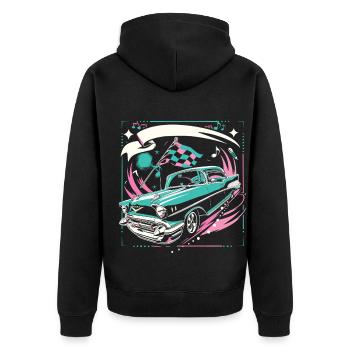 Fifties 1950s Car Music - Unisex Premium Organic Zip Hoodie - black - Back - Nico (187cm)