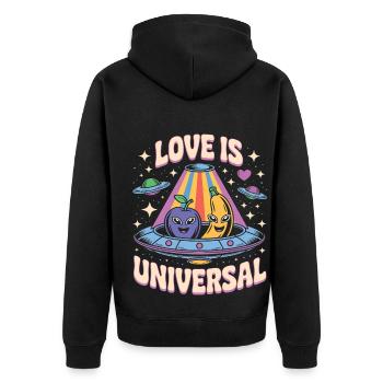 Fruchtig-lesbischer LGBT-Stolz-Monat - Unisex Premium Bio Zip Hoodie - Schwarz - Hinten - Nico (187cm)