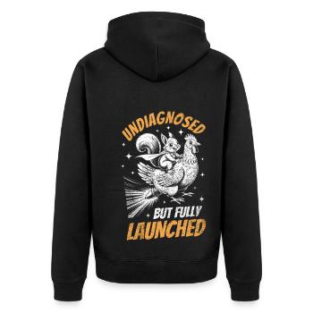 Non diagnostiqué, mais quelque chose - Veste à capuche bio Premium Unisexe - noir - Dos - Nico (187cm)
