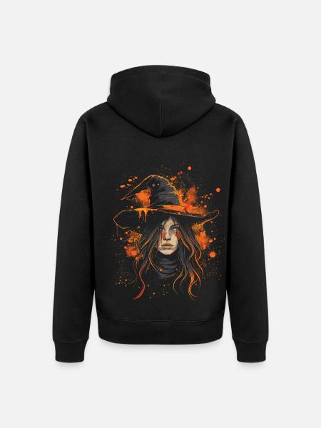 Spooky Pin-up Witch Halloween - Unisex Premium Organic Zip Hoodie - black