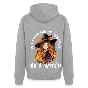 Gruselige Pin-up-hexe Halloween - Unisex Premium Bio Zip Hoodie - Grau meliert - Hinten - Nico (187cm)