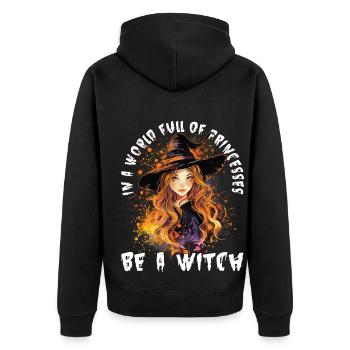 Gruselige Pin-up-hexe Halloween - Unisex Premium Bio Zip Hoodie - Schwarz - Hinten - Nico (187cm)