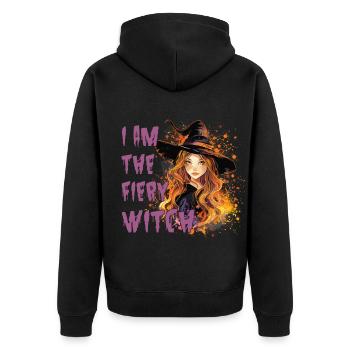 Gruselige Pin-up-hexe Halloween - Unisex Premium Bio Zip Hoodie - Schwarz - Hinten - Nico (187cm)